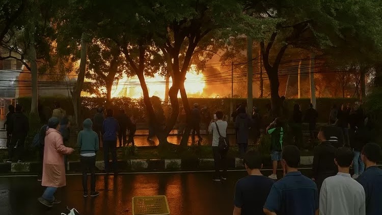 Demo Ricuh di DPRD Jabar, Mess MPR Bandung Dibakar Massa