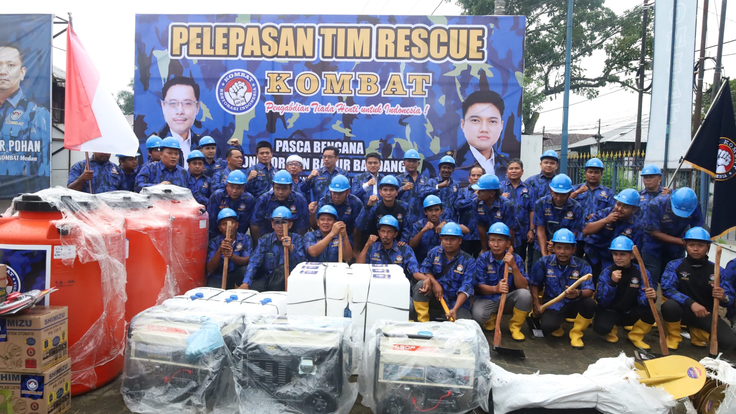 Bantu Korban Bencana! KOMBAT Salurkan 100 Ton Beras, Ribuan Paket Sembako dan Fasilitas Air Bersih